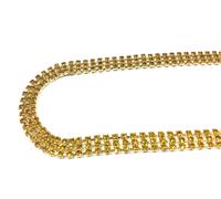 1 MT PASSAMANERIA CATENA GIOIELLO STRASS 3 FILI ORO PIETRE AMBRA