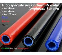 1 MT Tubo Silicone Alta Resistenza x Olio Acqua Benzina NERO diametro int 8 mm