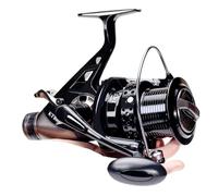 1 mulinello da spinning con doppio freno 13+1BB - Mulinello da lancio lungo di grande capacità for la pesca alla carpa 6 misure KT3000 a KT8000 Maniglia sinistra/destra(KT3000)