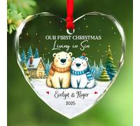 1 ° Natale Vivere Insieme Ornamento Regali per Fidanzati Fidanzate, Nomi Personalizzati Il nostro primo Natale Vivere in Sin Glass Ornamento 2025, Personalizzato Trasferirsi Insieme Ornamenti in Vetro
