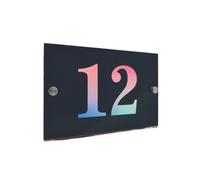 1 Numero Civico Moderno, Design Con Onde Blu, Del Mare, Placca Indirizzo, Regalo Di Inaugurazione Della Casa(Style 3,360cm x 175cm)