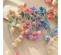 1 Nuova Dolce e Super Fiabesca Fascia per Capelli con Fiore di Tulipano per Ragazze, Legaccio per Coda di Cavallo Quotidiano, Fascia, Cinturino in Pelle, Accessorio per Capelli alla Moda PianteCon ela