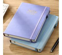 1 nuovo pianificatore in inglese formato A5 per il 2026, 180 fogli (360 pagine) con calendario annuale spesso, agenda di pianificazione giornaliera per 365 giorni, quaderno con elastico formato A5 per