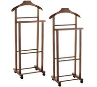 [1 o 2] Appendiabiti Doppio con Ruote Servo Muto in Legno di Faggio Scuro 258F