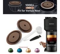 1 o 2 coperchi riutilizzabili per capsule Vertuo, compatibili con Vertuoline e Vertuo, inclusi un cucchiaino e una spazzola per la pulizia, ottimi per gustare il caffè ovunque, a casa, all'aperto, in 