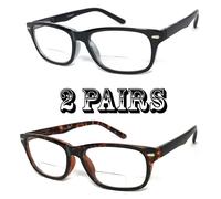 1 O 2 Paia Trasparente Bifocali Lettura Occhiali Rétro Rettangolare Telaio Molla