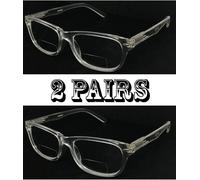 1 O 2 Paia Trasparente Bifocali Lettura Occhiali Rétro Rettangolare Telaio Molla