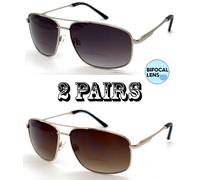 1 O 2 Paio Pilot Montatura Metallo Bifocali Sole Notte Guida Giallo Lente