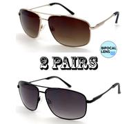 1 O 2 Paio Pilot Montatura Metallo Bifocali Sole Notte Guida Giallo Lente