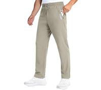 1 o 2 pantaloni da trekking da uomo leggeri e impermeabili, con lunghezza interna 86 cm / 81 cm, pantaloni da trekking da esterno con tasche con zip, Colore: cachi chiaro., L