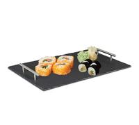 [1 o 2 Pz] Vassoio Rettangolare in Ardesia 40x20 cm con Manici e 4 Piedini - 988