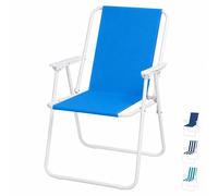 1 o 2x Sedia Pieghevole Spiaggia Azzurro 49x45x74 in Tessuto con Braccioli 8635F