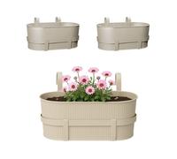 1 o 3 Fioriera in Metallo con Ganci per Balcone 36x18x16 cm - BEIGE 1201F