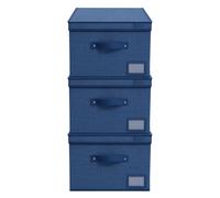 [1 o 3 Scatole Armadio Baule Organizer BLU 30x30x30 Contenitore + Coperchio 6927