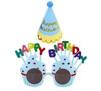1 Occhiali, 1 Cappello, Occhiali Da Sole Compleanno, Occhiali Da Festa, Occhiali Da Calcio, Accessori Per Occhiali Da Festa, Occhiali Per Adulti Happy Birthday