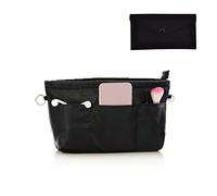 1 organizer per borse con 1 portafoglio, organizer in nylon con portachiavi, impermeabile, multifunzionale, organizer cosmetici, borsa spesa multiuso, borsa spesa donna (nero, extra piccolo) (A)