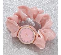 1 Orologio da donna rotondo a quarzo con puntatore scrunchie, cinturino rosa, scala della corona digitale, un regalo per un'amica Tagli Unica