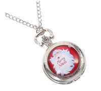 1 orologio da tasca for PC, collana in argento, catena con ciondolo, girocollo in argento, collana con ciondolo pollo, collana con pietre preziose, collana di Natale con catena e orologio appeso, in l
