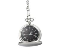 1 orologio da tasca retrò bifacciale liscio in lega, classico e delicato, al quarzo (argento)