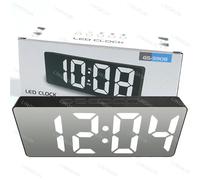 1 orologio digitale a specchio a LED, da tavolo elettronico viaggio for ufficio, camera letto, for il trucco, sveglia, funzione di temperatura(White light)