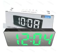 1 orologio digitale a specchio a LED, da tavolo elettronico viaggio for ufficio, camera letto, for il trucco, sveglia, funzione di temperatura(Green light)