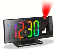 1 orologio sveglia digitale con proiezione, supporta la all'indietro e in avanti, visualizzazione della temperatura, luminosità regolabile