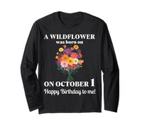 1 ottobre Nascita Fiore Calendula Cosmo 1 Ottobre Compleanno Maglia a Manica
