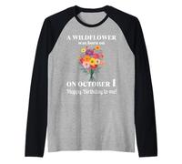 1 ottobre Nascita Fiore Calendula Cosmo 1 Ottobre Compleanno Maglia con Maniche Raglan