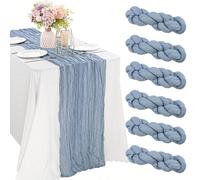 1 Pacchetto/6 Pacchetti Runner Da Tavolo In Garza Di Mussolina, Boho Rustic Dusty Blue Runner Da Tavolo In Garza Di Mussolina Per La Decorazione Baby Shower Wedding Easter Summer 90 cm * 180 cm 1 conf