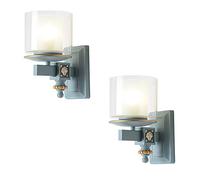 (1 Pack / 2 Packs) Wrought Iron Resin Glass Sea Shell Wall Lamp E27 Light Source Wall Lamp Creative Personality Living Room Study Bedroom Home Decoration Wall Light Moder (Water Blue 2 packs)
