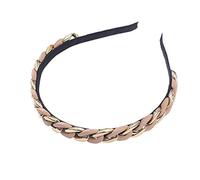1 Pack Double Color Alternant Braid Hair Hoop, Simple Temperament Girl Hair Ornament, Ideal Wedding Party Lady Hair Decoration (Color : Gold+coffee)