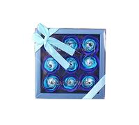 1 Pack Floral profumato bagno profumato rosa fiore petali a forma di pianta garza set di regalo dolce per la festa della mamma blu