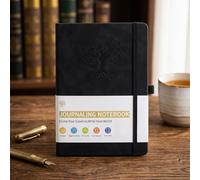 1 Pack Leather Journal Lined Notebook A5 Hardcover Tree Embossed Writing Diary Agenda Organizer for Office School Work (Black)