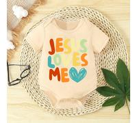 1 Pagliaccetto in stile triangolo con stampa di tartaruga e scritta adorabile, a maniche corte, per bambino, adatto per l'estate 6-9M,9-12M,12-18M,1-3M,3-6MGeometrico,Cuore,LettereTessuto in maglia