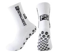 1 Paia Calze Calcio Antiscivolo,Football Socks per Uomo Donna,38-45 Calze Antiscivolo Calcio,per Calcio,Basket,Tennis,Yoga,Ciclismo e Corsa (IT, Numero, 38, 45, Regular, Regular, 1 Paia Bianco B)