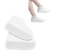 1 paia copriscarpe in silicone impermeabile, riutilizzabili lavabile antiscivolo e resistente all'usura portatile Copertura scarpe per scarpe per giornate di pioggia e neve viaggio (M,bianco)
