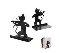 1 Paia Fermalibri In Metallo Nero, Fermalibri a Forma Di Gatto Cavo, Antiscivolo Ferma Libri, Fermalibri Regalo, Per Libreria Dvd, Scaffale, Ufficio, Biblioteca, Casa e Scuola, 135 x 95 x 160 mm