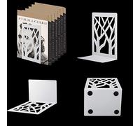 1 Paia Fermalibri per Mensole, MSDADA Reggi Libri per Libreria, Porta Libri in Metallo, Ferma Libri da Scaffale, Ufficio in Reggilibri, Fermalibri Design per Casa, Biblioteca, Scuola(Bianco)