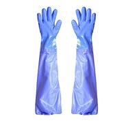 1 Paia Guanti in PVC di Sicurezza Guanti da Lavoro Impermeabili Industriali Elastici Guanti Durevole Impermeabile PVC Guanti con rivestimento in cotone Resistente Agli Acidi e Alcali(67cm Blu)