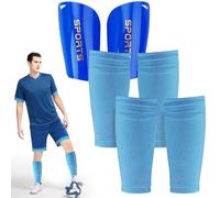 1 Paia Parastinchi Calcio Giovani Blu Parastinchi Piccoli Mini Parastinchi Intelligenti Calcio 2 Paia Calzettoni con Parastinchi Incorporati & Maniche per Giovani e Uomo Ergonomico Protezione Totale