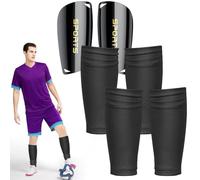 1 Paia Parastinchi Calcio Giovani Nere Parastinchi Piccoli Mini Parastinchi Intelligenti Calcio 2 Paia Calzettoni con Parastinchi Incorporati & Maniche per Giovani e Uomo Ergonomico Protezione Totale