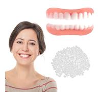 1 Paia Protesi Dentale Provvisoria Mascherine Denti Cosmetici Superiore E Inferiore, Denti Finti da Applicare da Soli, Faccette Dentali Estetiche per Uomini E Donne, Bianco Naturale