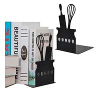 1 Paio (2 Pezzi) Estremità per Libri Nero, Reggilibri per Scaffale in metallo, Fermalibri Decorativo Antiscivolo in metallo, Fermalibro per Biblioteca, Ufficio, Casa (Forma di Agitatore)