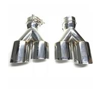 1 Paio 63MM-89MM Doppio Strato In Acciaio Inossidabile Da 1 A 2 Silenziatore Di Scarico Doppio Tubo Tubi Universali Per Auto Tubo Di Scappamento(54MM IN-76MM OUT)