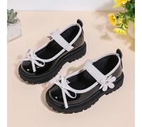 1 Paio Ballerine Mary Jane per Bambine/Ragazze, in pelle PU con finitura a specchio, decorazione floreale, punta tonda, suola con platform, casual e confortevoli, scarpe da scuola, adatte per l'uso qu