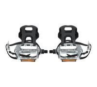1 Paio Bicicletta Pedali 9/16'' Punta Clip Fissa Piede Cinghia Argento Tono