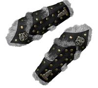 1 Paio Bracciali Medievali, Bracciali Vichinghi, Bracciali Rinascimentali Retrò, Protezionip per Braccia Vintage per Larp, Guanti da Cavaliere in Costume (nero, B)