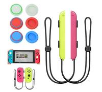 1 paio Cinturino da Polso per Nintendo Switch JoyCon Controller Con 6 Tappi per Impugnatura per Pollice, Corda Regolabile Controller Impugnatura, Accessori di Ricambio per Interruttore Joystick