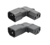 1 paio di adattatori da spina IEC 320 C14 a presa C13, cavo di prolunga angolare sinistro e destro, 10 A, 250 V, per monitor, computer, alloggiamento PDU e stampante, ecc. - 2 pezzi