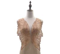 1 paio di ali ricamate in organza, toppe ricamate in pizzo, collare in pizzo fai da te, scollatura finta, decorare forniture artigianali per cucire-oro